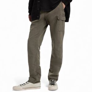 John Varvatos Men's Green Craig Cargo Linen-Blend Pant Size 33